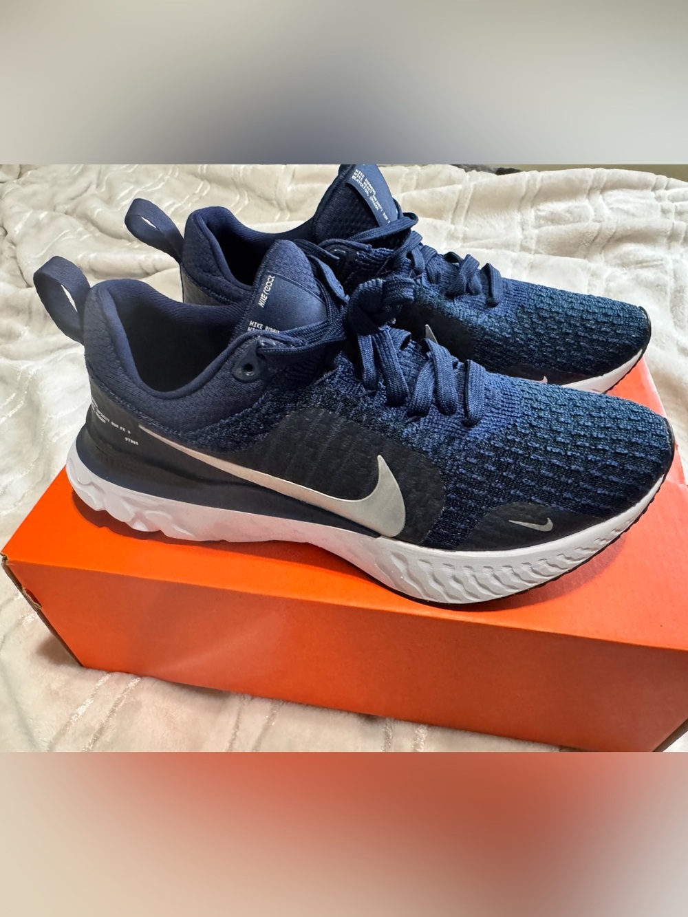 Nike Navy and White React Infinity Sneakers